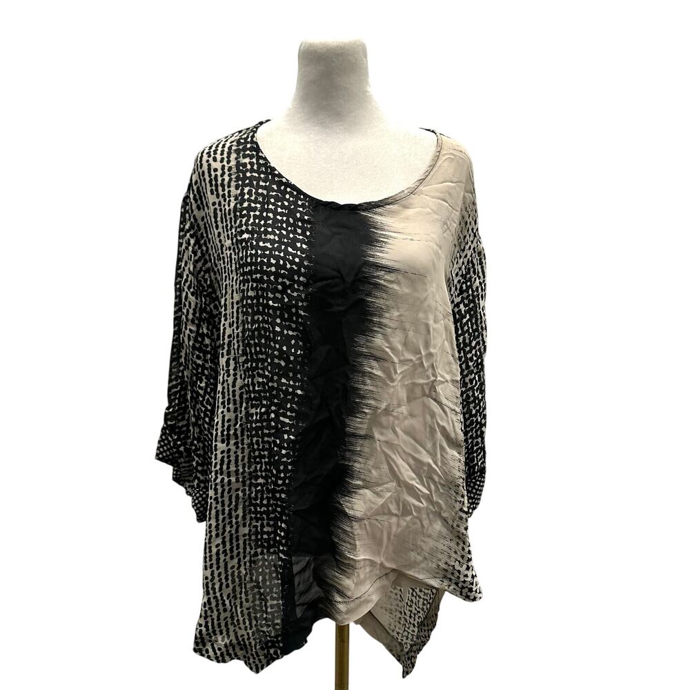ALEMBIKA White Black Blouse Top sz 2 / M